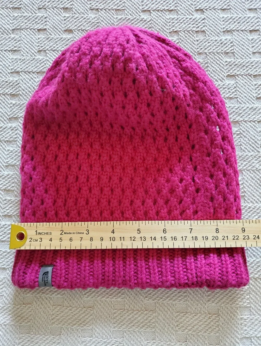 The North Face Open-Knit Cuffed Beanie Hat Hot Pink